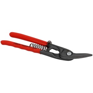 Cesoie per lamiera a taglio destro, 250 mm, con manici rossi per tagliare lamiere e metallo.
