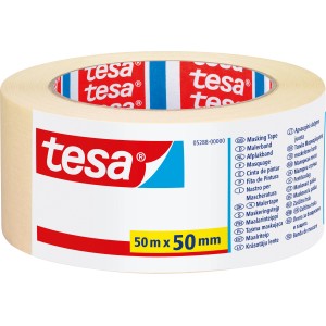 Tesa Ruban de masquage Economy, rouleau 50mm x 50m, beige clair, pour le masquage et le marquage.