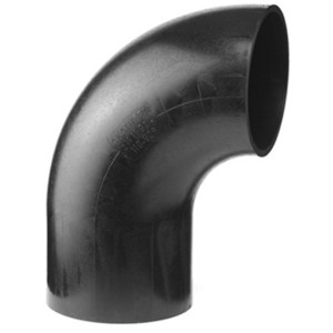 Coude de tuyau d'évacuation noir, 90 degrés, Ø 63 mm, en polyéthylène.