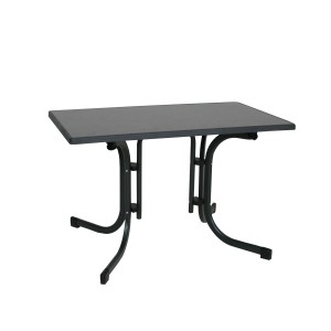 Greemotion Klapptisch in Anthrazit mit Schieferdekor, Gartentisch aus Stahl und Holz-Kunststoff.