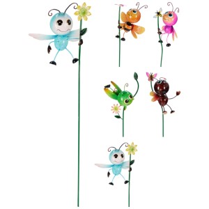 Mehrfarbige Gartenstecker Insekten, verschiedene Designs, als Dekoration für den Garten.