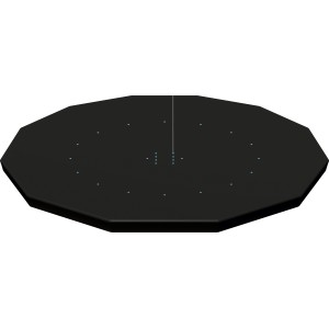 Copertura per piscina Bestway Flowclear in PVC nero, Ø 366 cm, con fori di drenaggio e corde di fissaggio.
