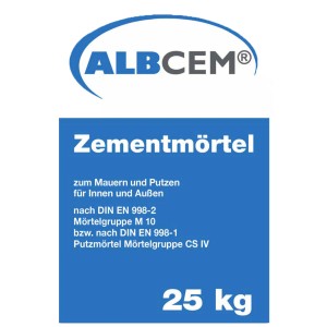 Sacco blu di malta cementizia ALBCEM da 25 kg per muratura e intonacatura.
