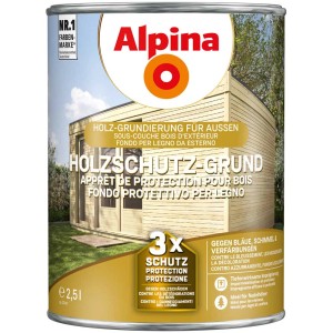 Alpina Holzschutz-Grund farblos 2,5l Dose für optimalen Holzschutz und Grundierung.