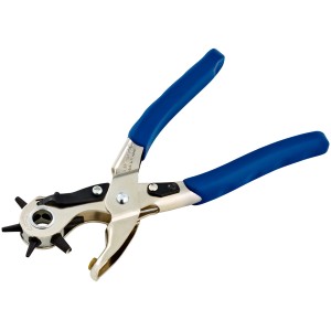 LUX Revolverlochzange Comfort, 220 mm, avec 6 embouts pour des trous précis dans le cuir et le carton.