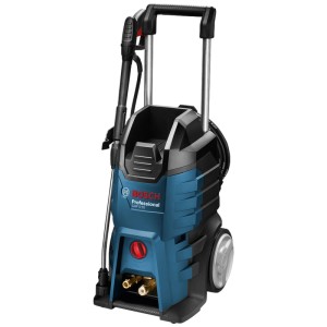 Nettoyeur haute pression Bosch Professional GHP 5-55 avec poignée télescopique et roues.