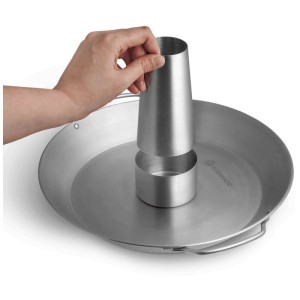 Girarrosto per pollo Burnhard in acciaio inox con contenitore aroma e vaschetta.