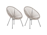 Beliani Gartensessel Acapulco II Polyrattan Hellgrau 2 Stk.
