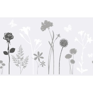 Pellicola statica D-c-fix Blossom, 45x150cm, con motivo di fiori e farfalle per finestre e superfici in vetro.