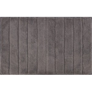 Tappeto da bagno grigio scuro 50x80 cm con strisce verticali. Rettangolare in poliestere.