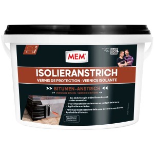 Seau de peinture isolante sans solvant MEM, 5 litres, pour maçonnerie, béton et plâtre.