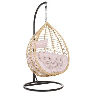 Beliani Arsita sedia sospesa, in polyrattan marrone con struttura e cuscini per ore di relax.