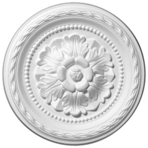 Rosace Decosa Danielle, Ø 41cm, polystyrène blanc. Profil décoratif pour plafonds et murs.