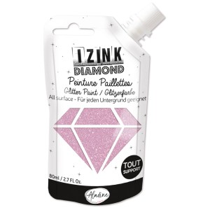 Aladine Diamond Pastellrosa Glitzerfarbe in Quetschflasche, 80ml. Ideal für Bastelarbeiten und Dekorationen.