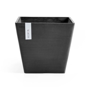 Vaso per piante quadrato Ecopots Rotterdam grigio scuro, 40 cm, ideale per interni ed esterni.