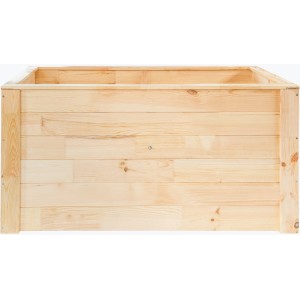 Jardinière surélevée en bois clair naturel, non plantée, 150x76x79 cm, pour jardin ou terrasse.