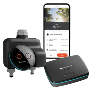 Gardena Smart Dual Water Control con Gateway: centralina irrigazione per due zone giardino.