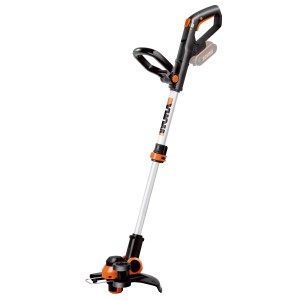 Tagliabordi a batteria Worx WG163E.9 PowerShare 20 V Solo, con manico telescopico e impugnatura frontale regolabili.