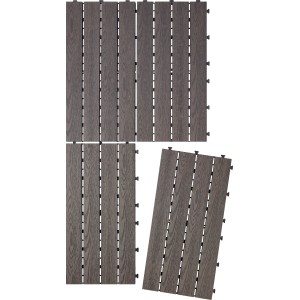 Dalles clipsables WPC anthracite, 30x60 cm, lot de 6. Dalles en bois avec système de clipsage facile.