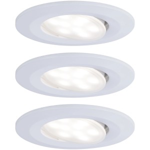 Paulmann LED spot encastrable Calla, lot de 3, blanc mat, orientable, 4000K, IP65.