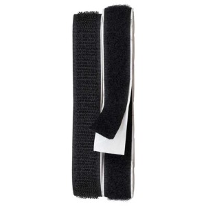 Bande velcro autocollante noire, 80x16mm, idéale pour le bricolage et comme fermeture.