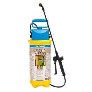 Pulvérisateur à pression Gloria Spray&Paint 5 l, jaune/bleu, pour lasures et huiles.