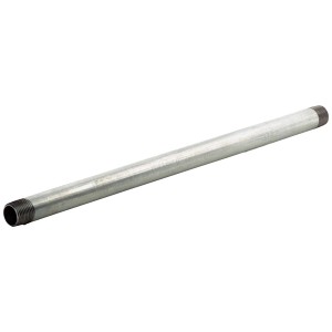 Raccordo dritto in ghisa malleabile, 21 mm (R 1/2) x 400 mm, con filettatura maschio per tubi zincati.