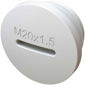 Tappo a vite bianco M20 x 1.5 per programmi di interruttori a parete, 2 pezzi con guarnizione.