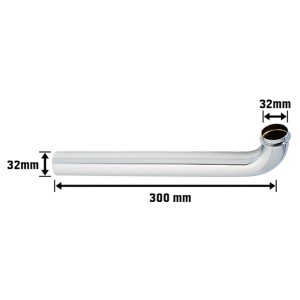 Siphon de lavabo chromé, diamètre 32 mm, longueur 300 mm, pour raccorder les tuyaux de siphon.
