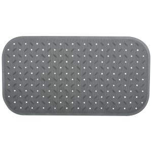 Tappetino da bagno antiscivolo MSV grigio in gomma con ventose, 36x76 cm.