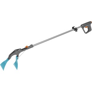 Gardena Pinza 4 in 1: Pinza ergonomica con accessori a rastrello blu per giardinaggio.