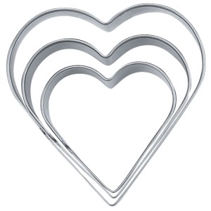 Ausstecher Set Herz, 3-teilig, Edelstahl, für Plätzchen und Gebäck.