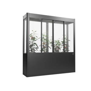 Serre Biohort Florentina Maxi en gris foncé métallisé, 2 x 0,5 m, avec plantes.