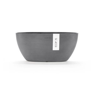 Cache-pot ovale gris Ecopots Sofia, 30x13 cm, pour intérieur et extérieur.