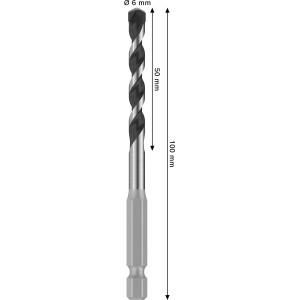 Punta per piastrelle Bosch Pro Hex-5, diametro 6 mm, lunghezza 100 mm, colore argento.