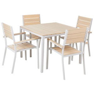 Ensemble de jardin Beliani Prato, 2 pcs, beige. Mobilier de jardin lounge avec table et 4 chaises.