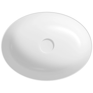 Vasque à poser Cersanit Ellipse blanche, forme ovale, pour salles de bains modernes.