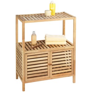 Étagère de salle de bain Norway en noyer avec 2 portes et 2 étagères, 86x67,5 cm.