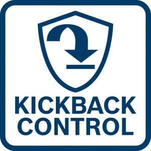 Symbol für Bosch KickBack Control beim Akku-Winkelschleifer für erhöhte Sicherheit.