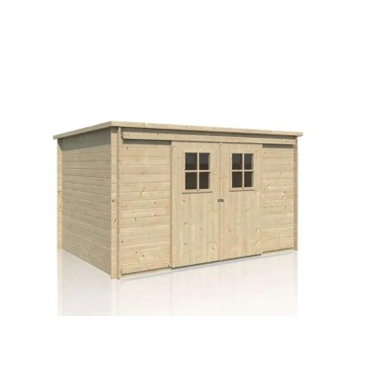 Alpholz Holz-Gartenhaus Flachdach Unbehandelt 330 cm x 240 cm
