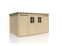 Alpholz Holz-Gartenhaus Flachdach Unbehandelt 330 cm x 240 cm