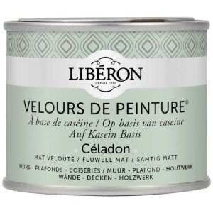 Barattolo di pittura murale Liberon Velours de Peinture Celadon Green, vernice opaca per pareti, soffitti e mobili.