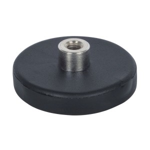 Aimant en pot Fix-o-moll, caoutchouté, avec filetage, diamètre 31mm pour aide ménagère.