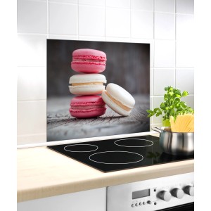 Crédence en verre Wenko Macarons 60x70 cm pour cuisine avec motif macarons.