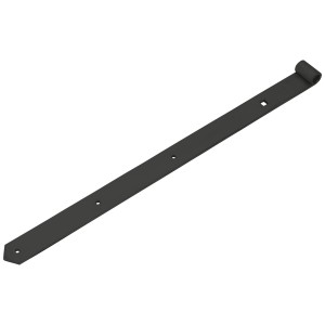 Penture noire en acier, 600x45 mm, avec support de boulon (Ø 14,5 mm) pour portes et portails.