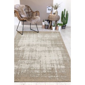 Tappeto a pelo lungo Andiamo Campos, beige, design melange in polipropilene, rettangolare, per soggiorno moderno.