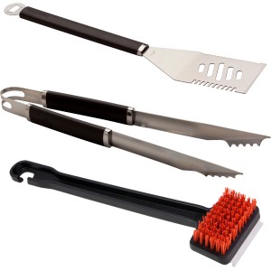 Set accessori barbecue Char-Broil per principianti, 3 pezzi: spatola, pinza e spazzola per griglia.