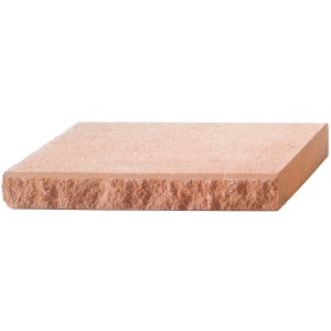 Plaque de recouvrement de mur en pierre concassée couleur grès, 60x35x8 cm, avec bord brut.