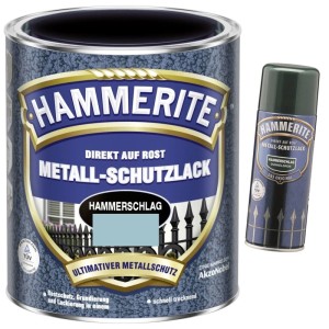 Hammerite Metall-Schutzlack Hammerschlag Metallblau, 750ml Dose und Spray, Rostschutz, Grundierung und Lackierung in einem.