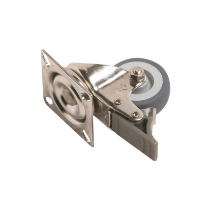 Apparate-Lenkrolle mit Platte und Feststeller Edelstahl 40 kg / Ø 50 mm